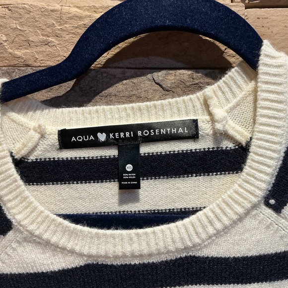 Aqua X Kerri Rosenthal Striped Heart Patch Sweater Size Extra Small - Picture 5 of 7